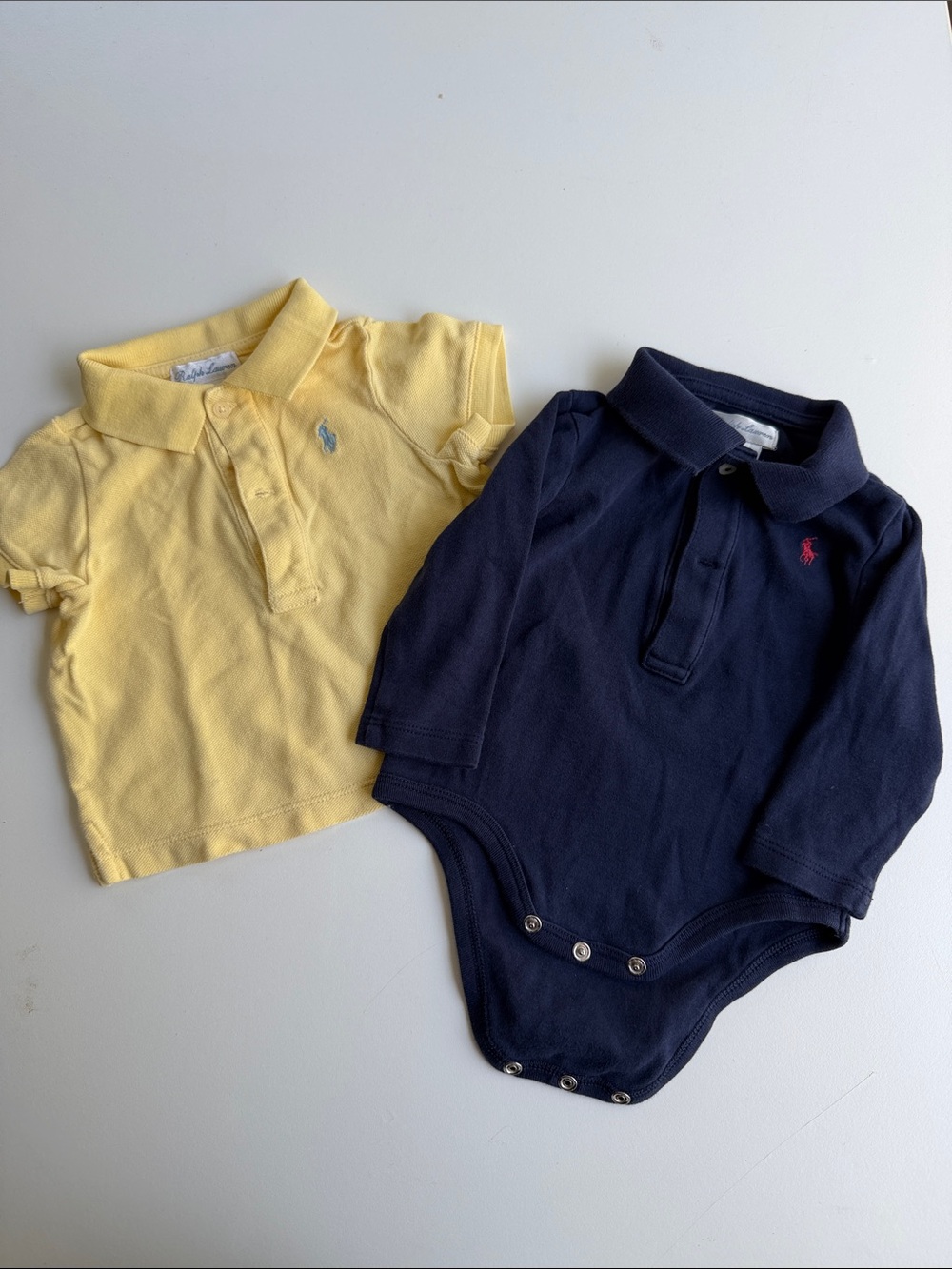 Ralph Lauren Baby Polo Bodysuit & Shirt Set - Navy & Yellow 9m